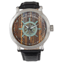 Nautisch thema Bronze Captains wiel Horloge