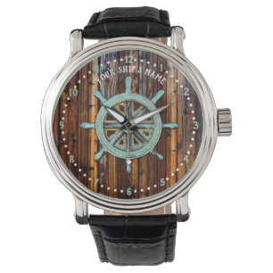 Nautisch thema Bronze Captains wiel Horloge