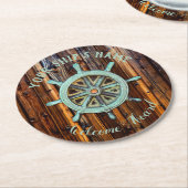 Nautisch thema Bronze Captains wiel Ronde Kartonnen Onderzetter (Gebogen)