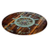 Nautisch thema Bronze Captains wiel Snijplank (Hoek)