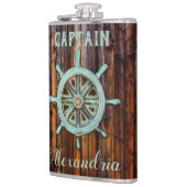 Nautisch thema Bronze Captains Wiel Tall Heupfles (Links)