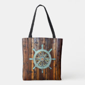 Nautisch thema Bronze Captains wiel Tote Bag (Achterkant)