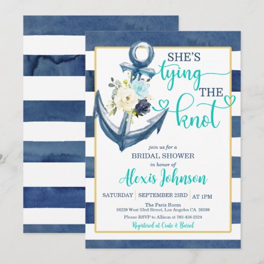 Nautisch Thema: Bruidsfeest met 'Tying the Knot' ( Kaart (Voorkant / Achterkant)