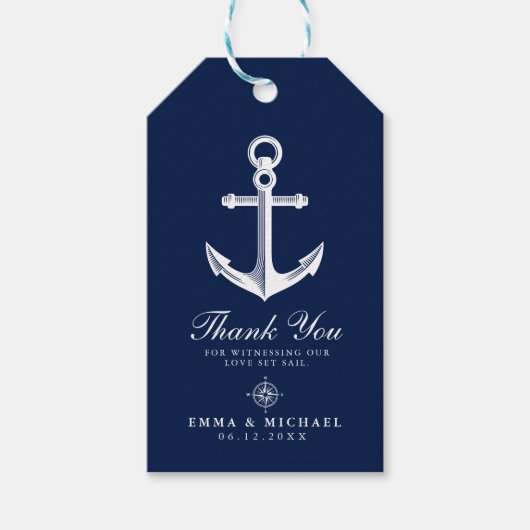 Nautisch thema bruiloft anker aangepaste marine cadeaulabel (Voorkant)