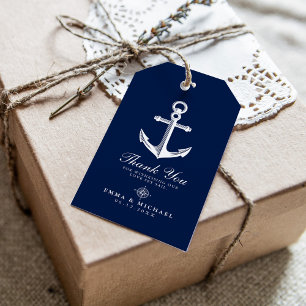 Nautisch thema bruiloft anker aangepaste marine cadeaulabel