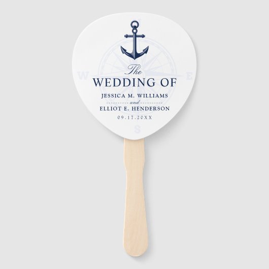 Nautisch thema bruiloft anker aangepaste marine handwaaier (Voorkant)