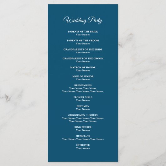 Nautisch thema bruiloft ceremonie programma sjablo programmakaart (Achterkant)