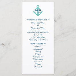 Nautisch thema bruiloft ceremonie programma sjablo programmakaart