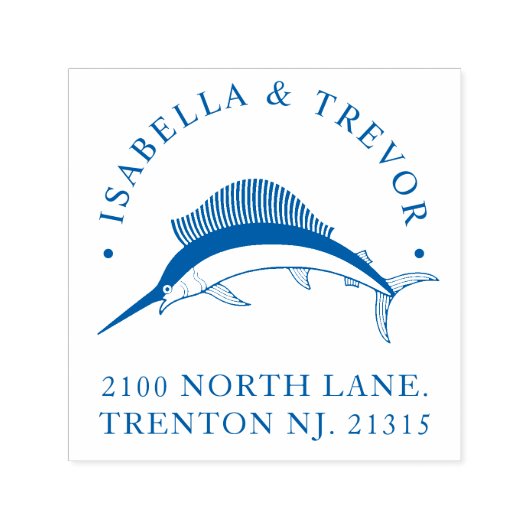 Nautisch Thema Bruiloft Sailfish Custom Zelfinktende Stempel (Design)