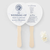 Nautisch Thema Bruiloft Seashell Custom Navy Handwaaier (Voorkant en achterkant)