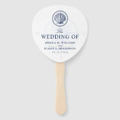 Nautisch Thema Bruiloft Seashell Custom Navy Handwaaier (Voorkant)