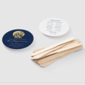 Nautisch Thema Bruiloft Seashell Goud Marine Blauw Handwaaier (Niet-gemonteerd)