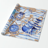 Nautisch thema cadeaupapier (Uitgerold)