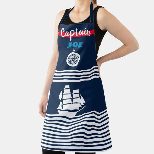 Nautisch thema donkerblauw schort (Insitu)