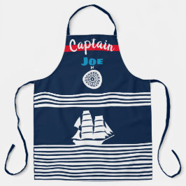 Nautisch thema donkerblauw schort