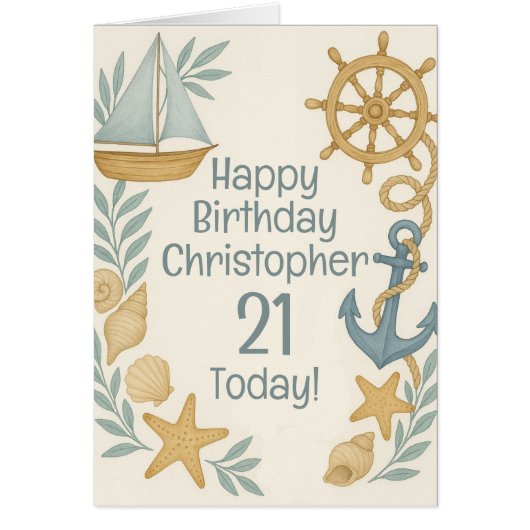 Nautisch thema Happy Birthday Kaart (Voorkant)