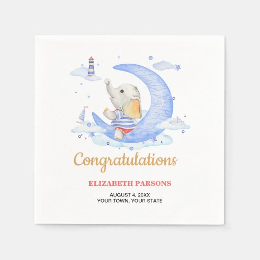 Nautisch thema jongens babyshower servet (Voorkant)