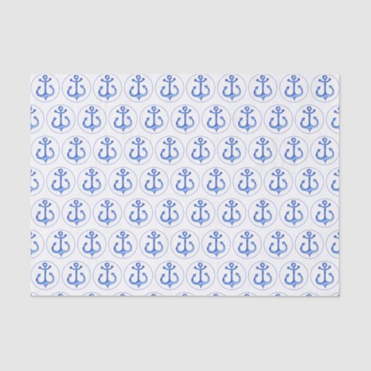 Nautisch thema | marineblauw ankers tissuepapier (Voorkant)