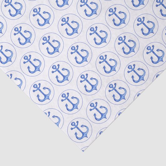 Nautisch thema | marineblauw ankers tissuepapier (Detail)