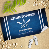 Nautisch thema marineblauwe strepen strandhanddoek strandlaken