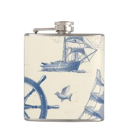 Nautisch-thema Mat met mariene details Heupfles