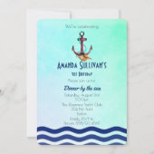 Nautisch thema met anker verjaardagsuitnodiging kaart (Voorkant)