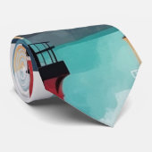 Nautisch thema met vuurtorens en bootpatroon stropdas (Opgerold)