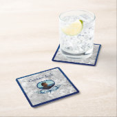 Nautisch-thema Navy Blue Photo Shells Waterverf Kartonnen Onderzetters (Insitu)