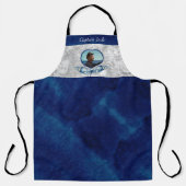 Nautisch-thema Navy Blue Photo Shells Waterverf Schort (Voorkant)