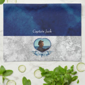 Nautisch-thema Navy Blue Photo Shells Waterverf Theedoek (Gevouwen)