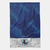 Nautisch-thema Navy Blue Photo Shells Waterverf Theedoek (Verticaal)