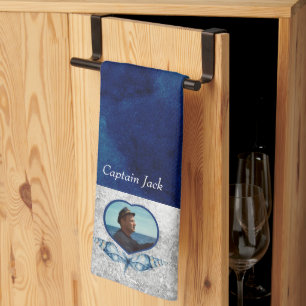 Nautisch-thema Navy Blue Photo Shells Waterverf Theedoek