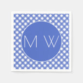 Nautisch Thema - Navy Plaid Monogram Papieren serv Servetten (Voorkant)