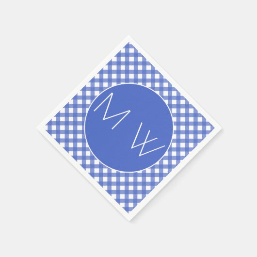 Nautisch Thema - Navy Plaid Monogram Papieren serv Servetten (Hoek)