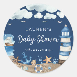 Nautisch Thema Navy Ronde Sticker