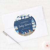 Nautisch Thema Navy Ronde Sticker (Envelop)