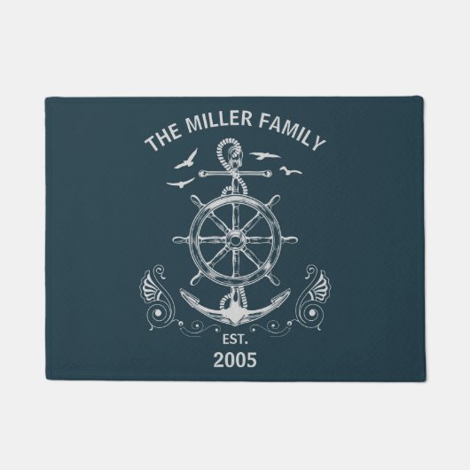 Nautisch thema ontwerp met oceaanlandschap deurmat (Voorkant)