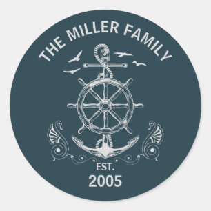 Nautisch thema ontwerp met oceaanlandschap ronde sticker
