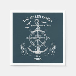 Nautisch thema ontwerp met oceaanlandschap servet