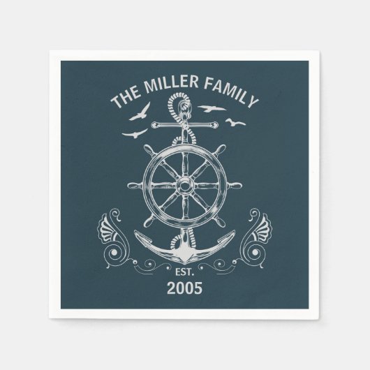 Nautisch thema ontwerp met oceaanlandschap servet (Voorkant)