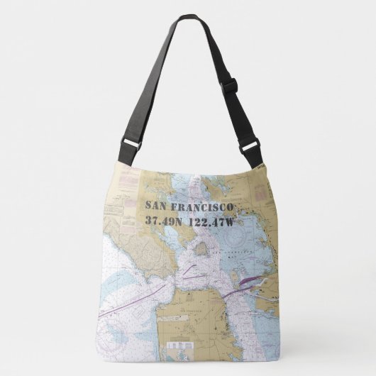 nautisch thema op de breedtegraad van San Francisc Crossbody Tas (Voorkant)