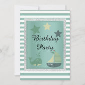 Nautisch thema Sage Green Birthday Party Kaart (Voorkant)
