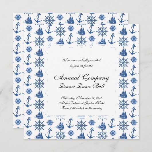 Nautisch thema Scheept Anchor Blue en White Kaart (Voorkant / Achterkant)