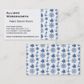 Nautisch thema Scheept Anchor Blue en White Visitekaartje (Voorkant / Achterkant)