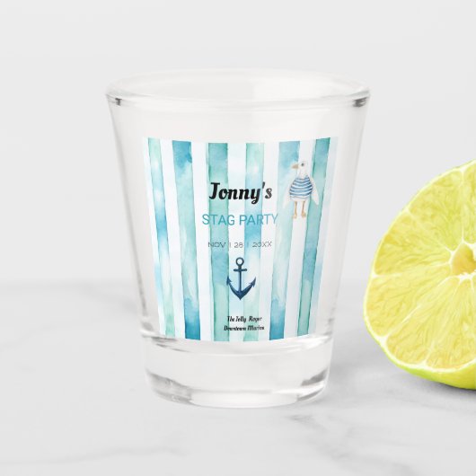 Nautisch thema Stag Bachelor Party Shot Glas (Voorkant)