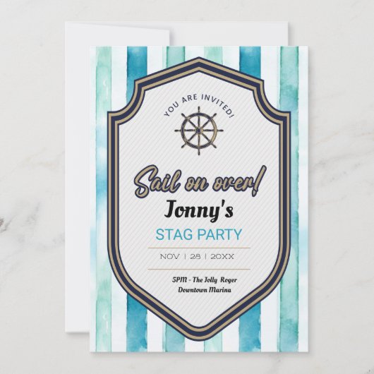 Nautisch thema Stag Bachelor Party uitnodiging (Voorkant)