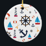 Nautisch thema Thunder_Cove Keramisch Ornament<br><div class="desc">nautische dingen zoals ankers,  zeilboten,  oorlogen en levensringen om zich te personaliseren door op elke achtergrondkleur over te stappen op jouw naam</div>