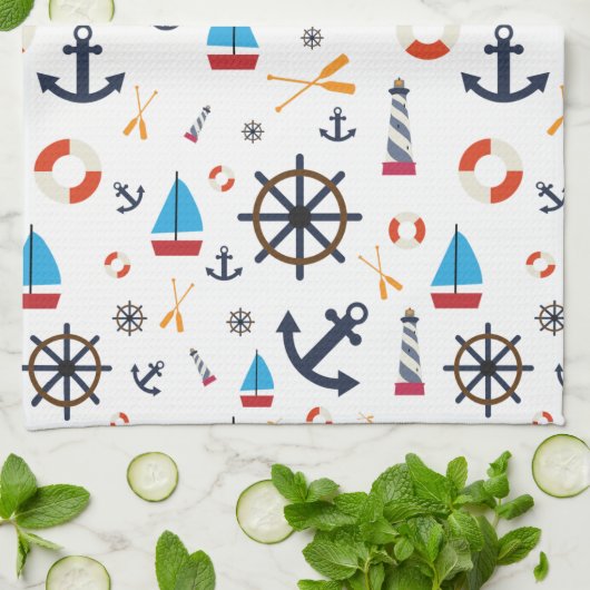 Nautisch thema Thunder_Cove Theedoek (Gevouwen)