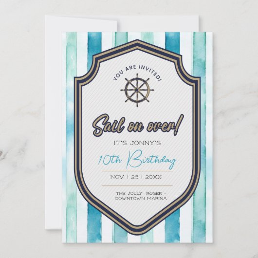 Nautisch thema verjaardagskaart. 10e verjaardag. kaart (Voorkant)