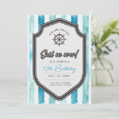 Nautisch thema verjaardagskaart. 10e verjaardag. kaart (Staand voorkant)